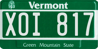 VT license plate XOI817