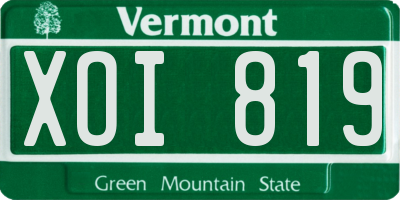 VT license plate XOI819