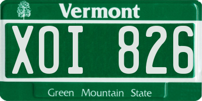VT license plate XOI826