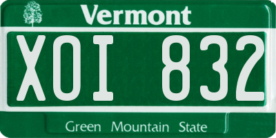 VT license plate XOI832