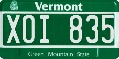 VT license plate XOI835