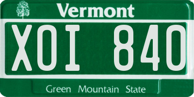 VT license plate XOI840
