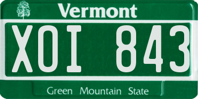 VT license plate XOI843
