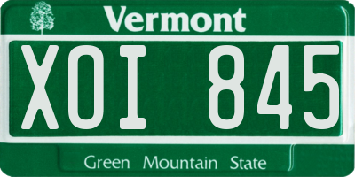 VT license plate XOI845
