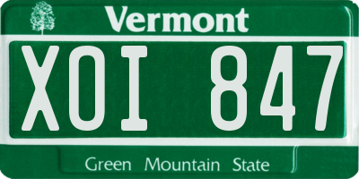 VT license plate XOI847