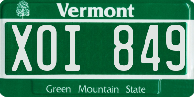 VT license plate XOI849
