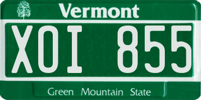 VT license plate XOI855