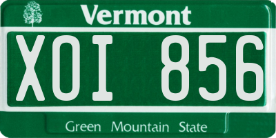 VT license plate XOI856