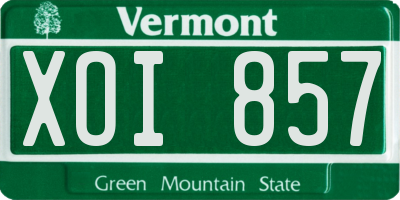 VT license plate XOI857