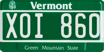 VT license plate XOI860