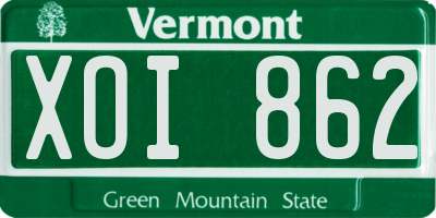 VT license plate XOI862
