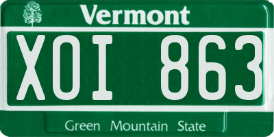 VT license plate XOI863