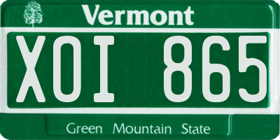VT license plate XOI865