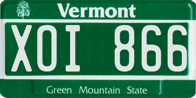 VT license plate XOI866