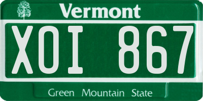 VT license plate XOI867
