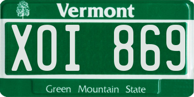 VT license plate XOI869