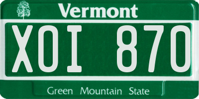 VT license plate XOI870