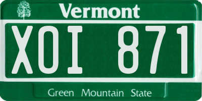 VT license plate XOI871