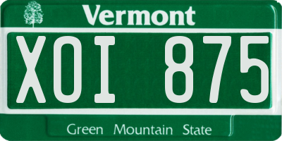 VT license plate XOI875