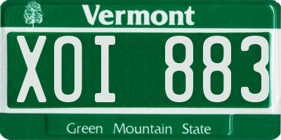 VT license plate XOI883