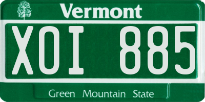 VT license plate XOI885