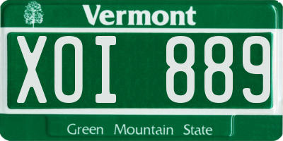 VT license plate XOI889