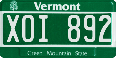 VT license plate XOI892