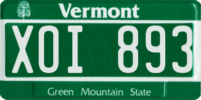 VT license plate XOI893