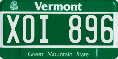 VT license plate XOI896