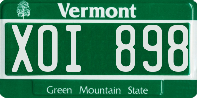 VT license plate XOI898
