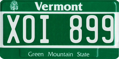 VT license plate XOI899