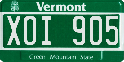 VT license plate XOI905
