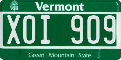 VT license plate XOI909