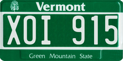 VT license plate XOI915