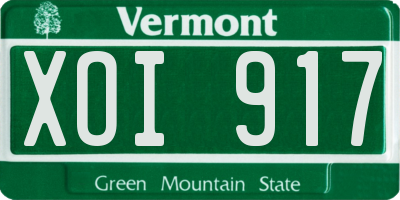 VT license plate XOI917