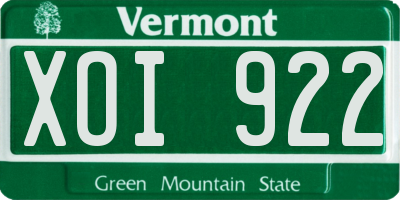 VT license plate XOI922
