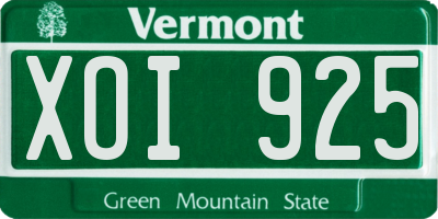 VT license plate XOI925