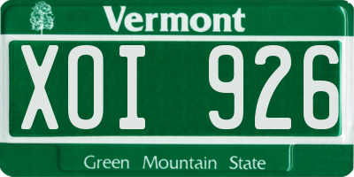 VT license plate XOI926