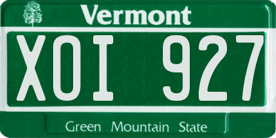 VT license plate XOI927