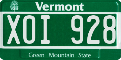 VT license plate XOI928