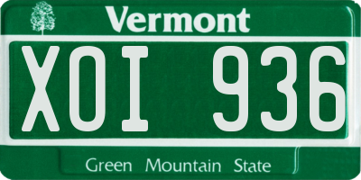 VT license plate XOI936