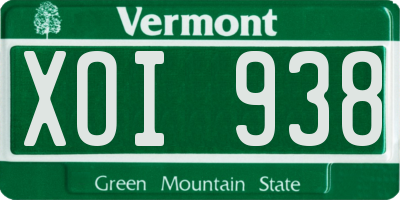 VT license plate XOI938
