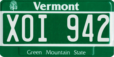VT license plate XOI942