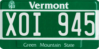 VT license plate XOI945