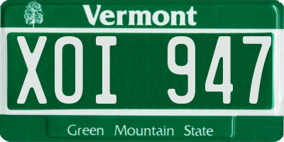 VT license plate XOI947