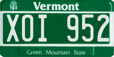 VT license plate XOI952