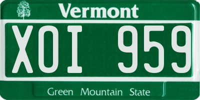 VT license plate XOI959