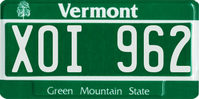 VT license plate XOI962