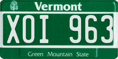 VT license plate XOI963