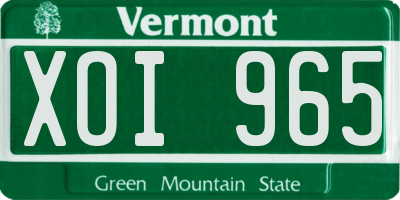 VT license plate XOI965